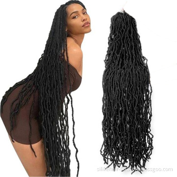 Black 36inch Long Goddess Braiding Dreadlocks Hair For Black Women Nu Locs Crochet Braid Hair Synthetic Faux Locs Extensions